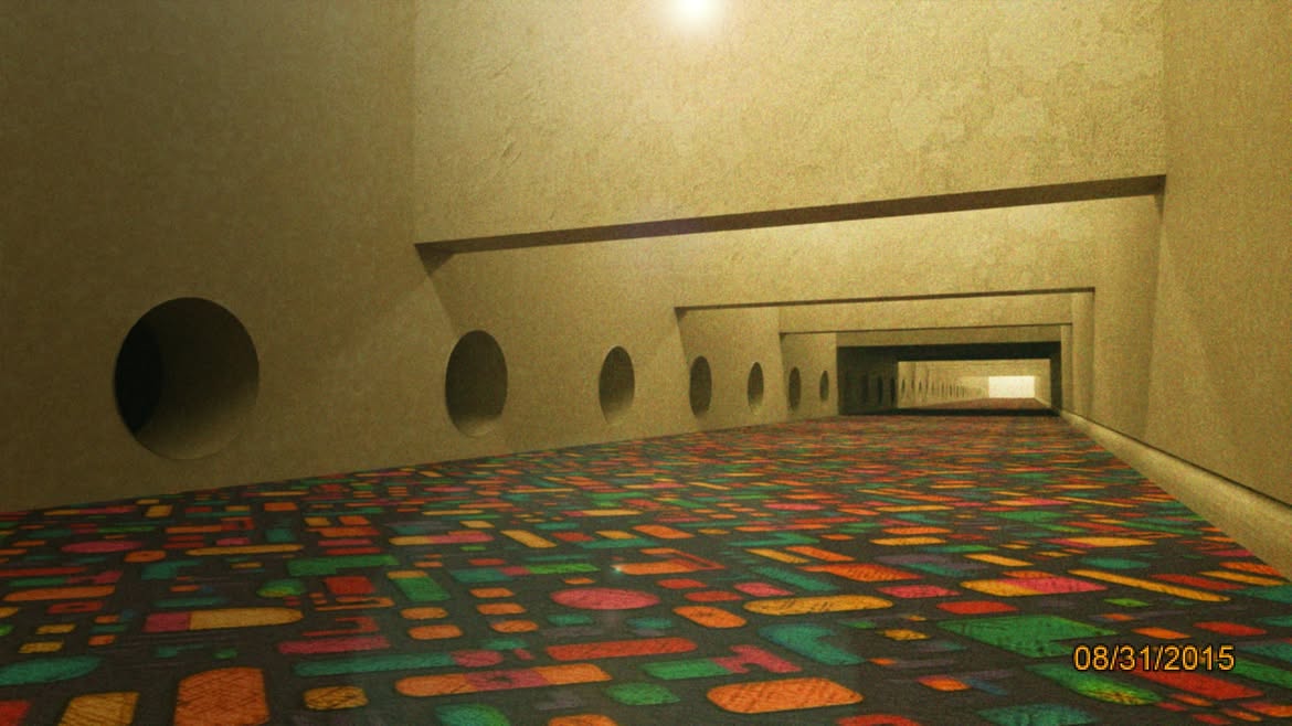 long spanning hallway render